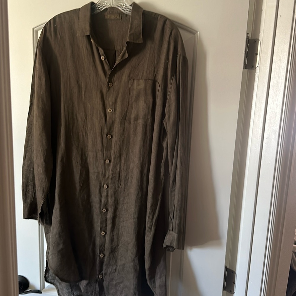 CP Shades Linen shirt dress Olive XS